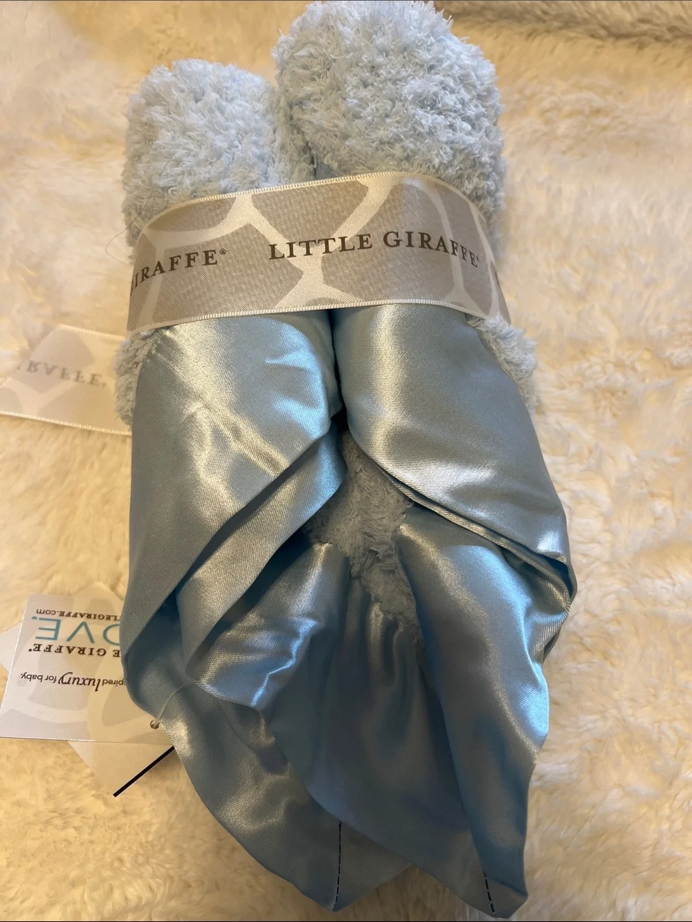 Little Giraffe Light Blue Chenille Baby Mini Blanket